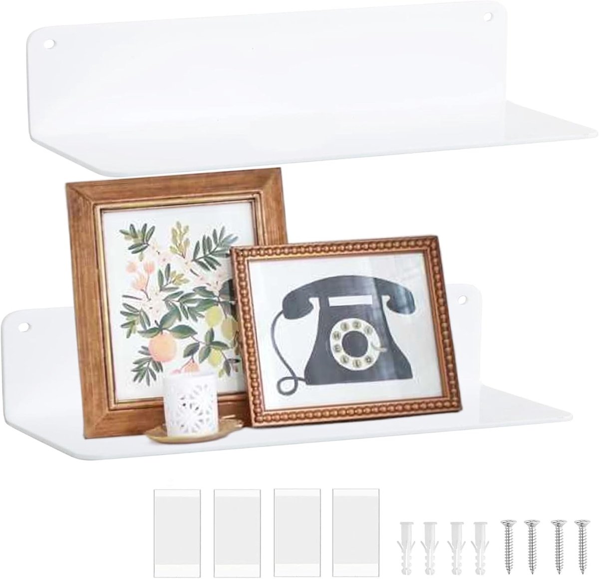 Set van 2 Wandplanken van 30 cm, Decoratieve Planken voor Foto's, Verzamelobjecten en Vazen, Ideaal voor Thuisdecoratie en Organisatie