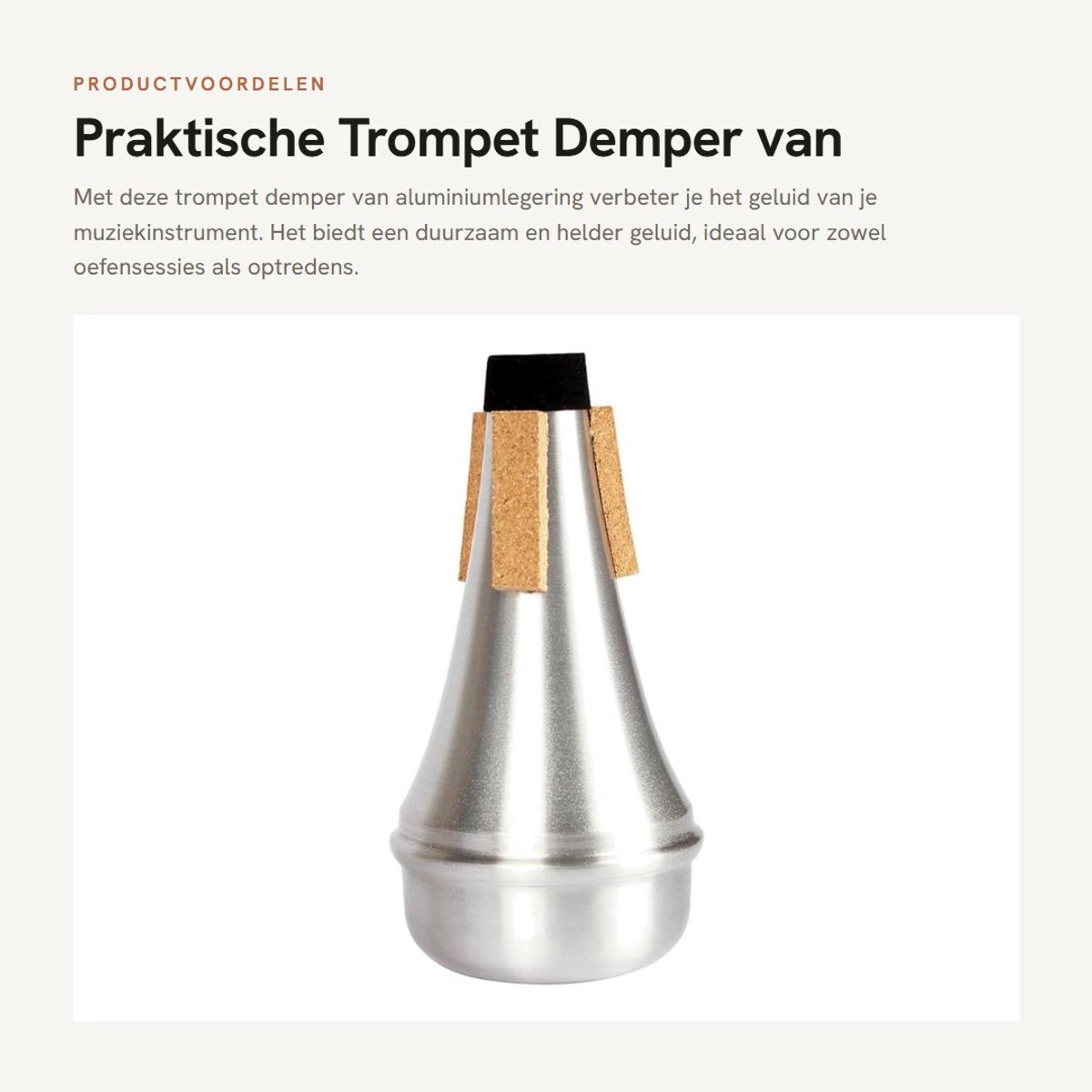 Dailygoods- Trompetdemper Aluminiumlegering - Oefenaccessoire - Lichtgewicht - Duurzaam - Geluidsreductie - Praktisch ontwerp