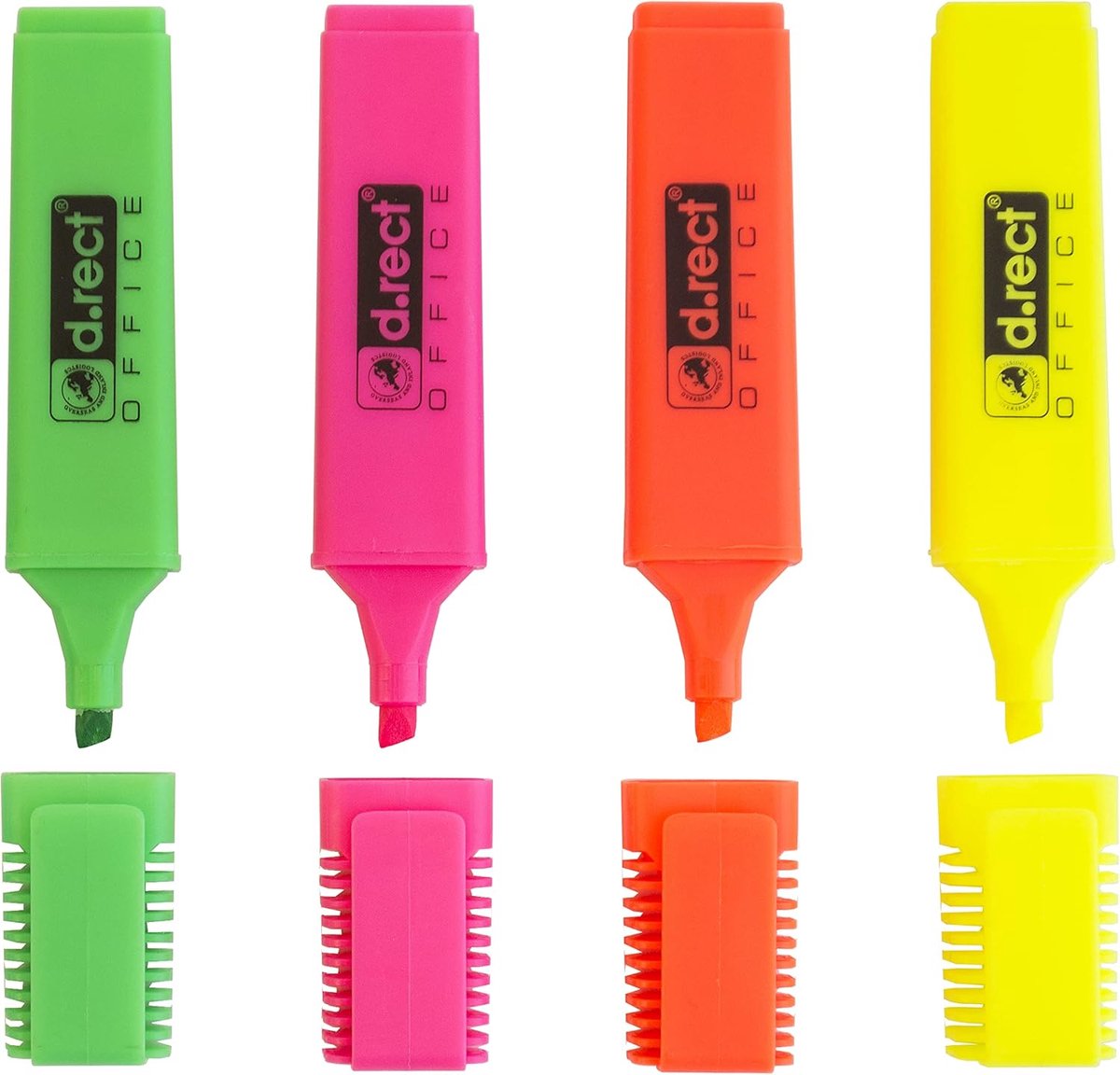Thijox - Set van 4 Markeerstiften met Schuine Punt, Fluorescerende Kleuren, Perfect voor School en Universiteit, Hoogwaardig en Duurzaam