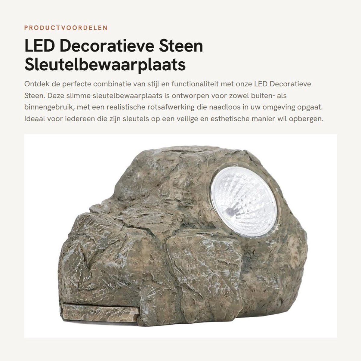 Inovra- Decoratieve Steen met LED Verlichting - Sleutelkluis voor Buiten - Geheime Kluis - Natuurlijke Rotsafwerking - Veilig en Functioneel