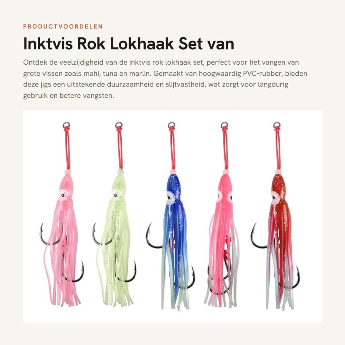 Inovra- Octopus Jigs - 5 Stuks - Zacht PVC-Rubber - Heldere Kleur - Zwemkunstaas - Dubbele Prikkeldraad Haak - Slijtvast en Bijtbestendig - Kunstaas
