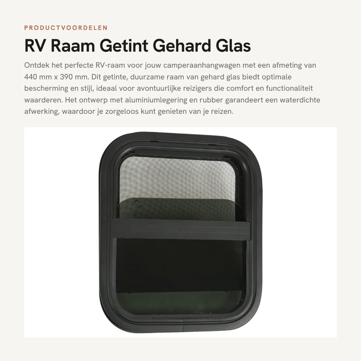 Inovra- Schuifraam Waterdicht - RV-Ramen - Gehard Glas - Aluminiumlegering - Privacy - Installatiegrootte 410x355mm - Camperraam