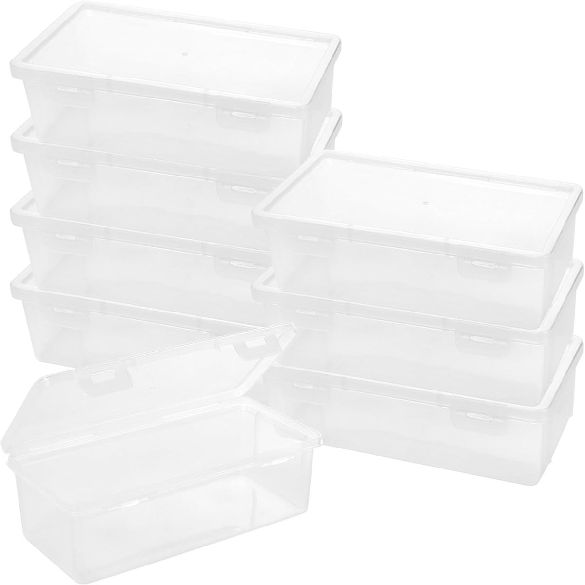 8 Stuks Plastic Pennenbakjes, Transparante Organizer met Deksel en Druksluiting, Bureau Accessoires voor Pennenopslag, 19 x 9 x 6 cm, Duidelijk en Praktisch