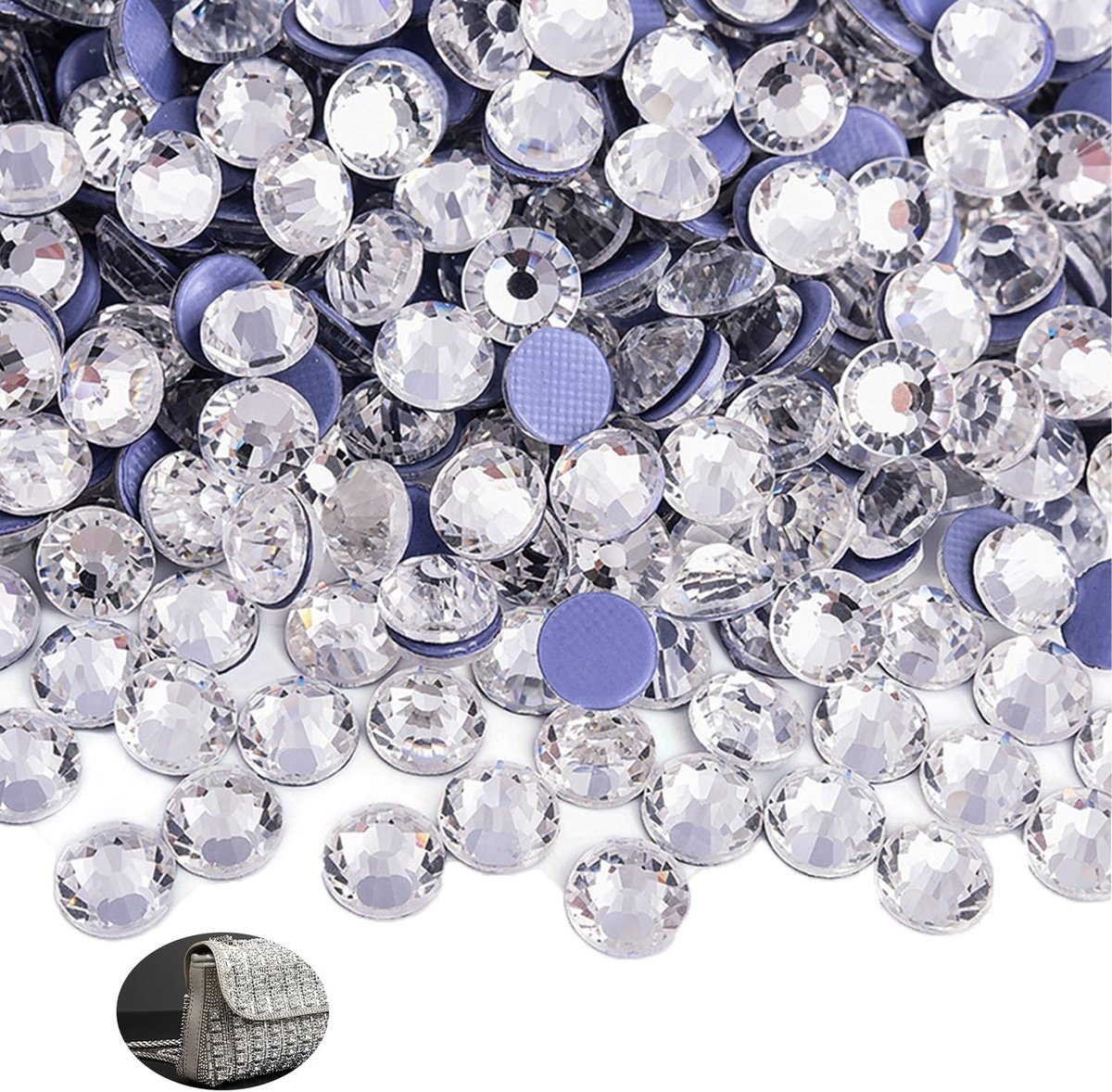 strass-steentjes, hotfix kristallen, platte achterkant, kristallen hotfix-strassteentjes, ronde glazen strass, glitterstenen, transparante steentjes, hittereflex voor doe-het-zelf nagels