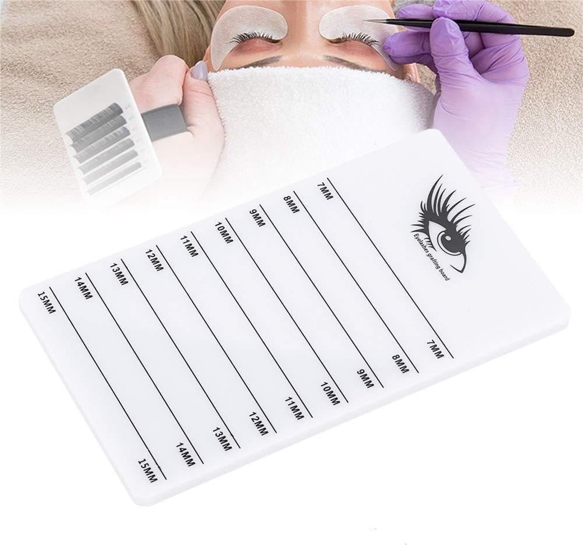 Eyelash Extensions Grafting Tray, 7-15mm Acrylic Plate voor Make-up, Oogmake-up Tool en Eyelash Holder Palette