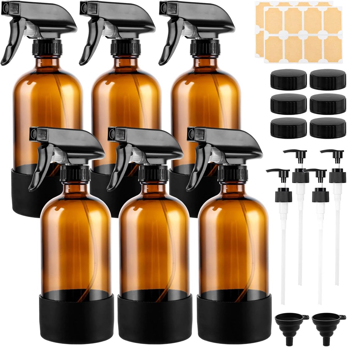 6 stuks spuitflessen 500 ml glazen spuitfles bruin glas 500 ml met verstelbaar mondstuk glazen spray fles navulbare spuitflessen lege spuitfles glas voor planten haar