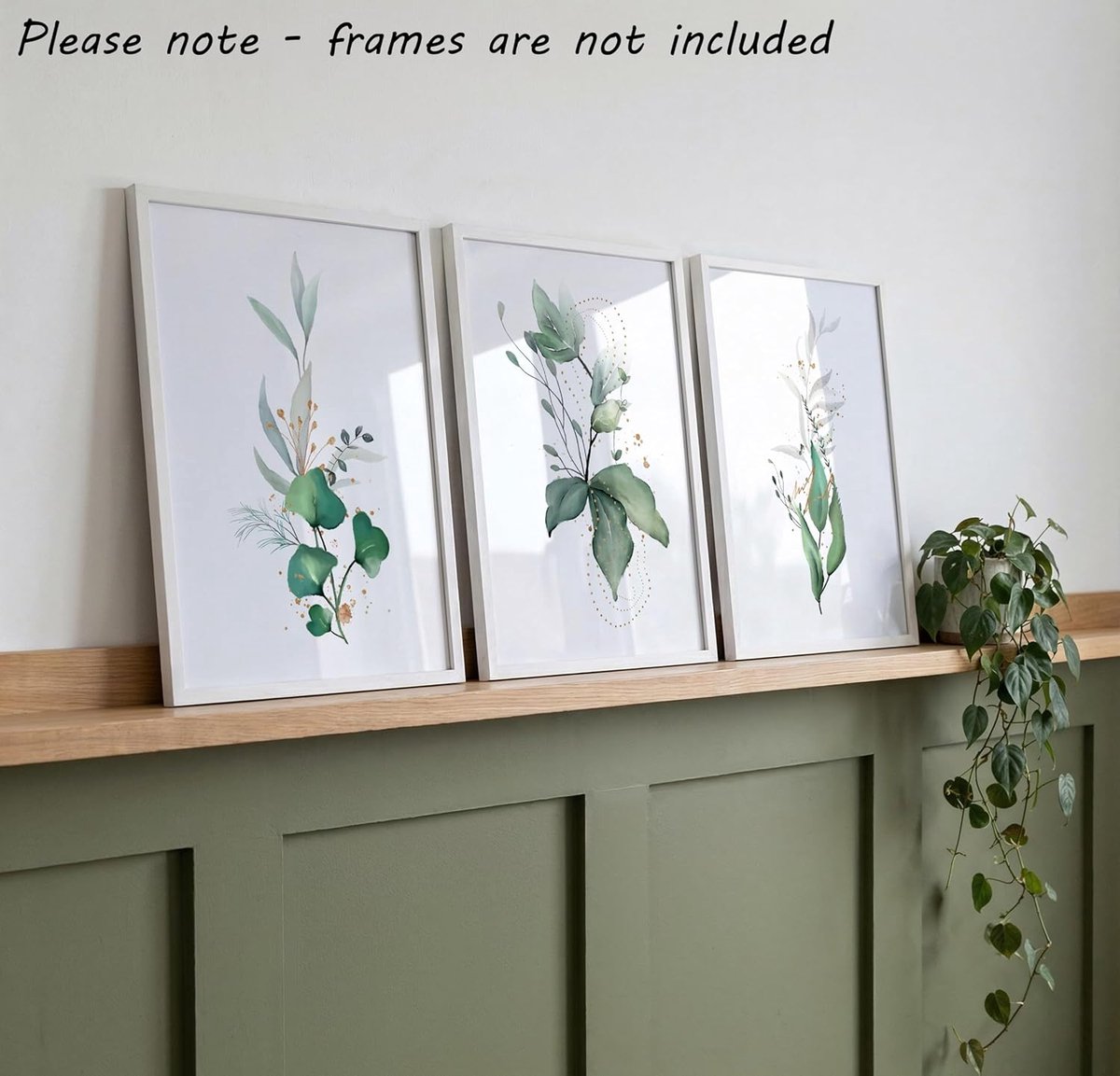 Prints wanddecoratie eucalyptusplant, set van 3 prints zonder lijst, tropische botanische wanddecoratie, botanische muurkunst, wanddecoratie woonkamer, groen goud (A3) — cadeau in Wonen & Interieur - foto 7