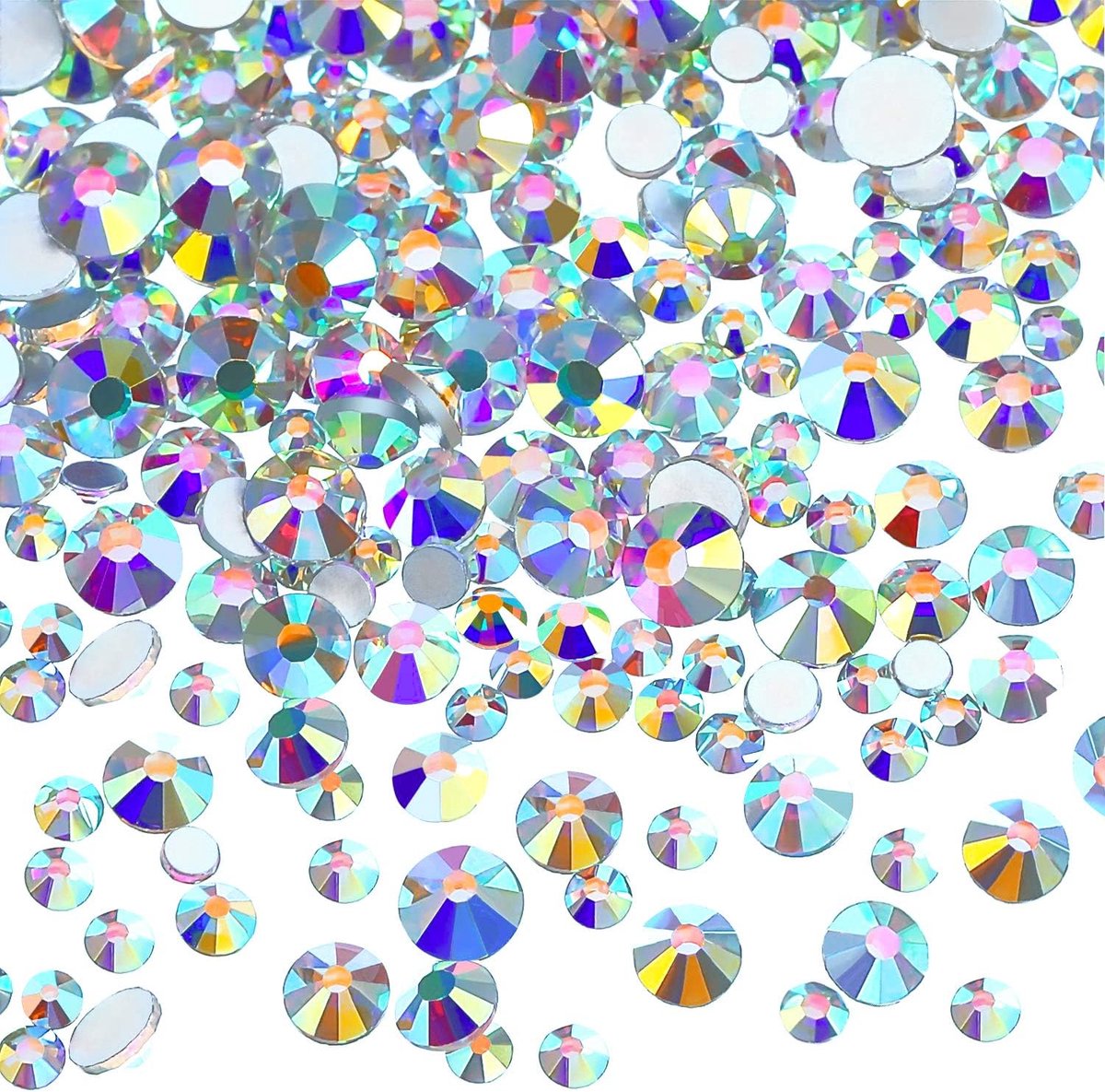 800 stuks Kristallen AB Strass Steentjes Platte Achterkant Hars Edelstenen Stickers 7 maten voor Ambachten Nagels Decoratie Make-up Kleding Schoenen