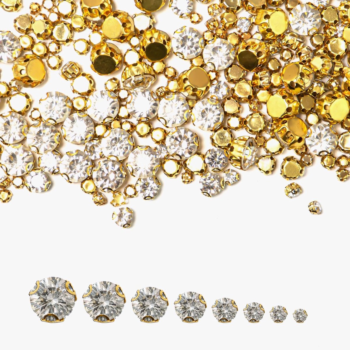 400 stuks strass steentjes van glas, transparant, naaikleding, naaien, traanvorm, plat, kristal, voor schoenen, doe-het-zelf sieraden (goud)