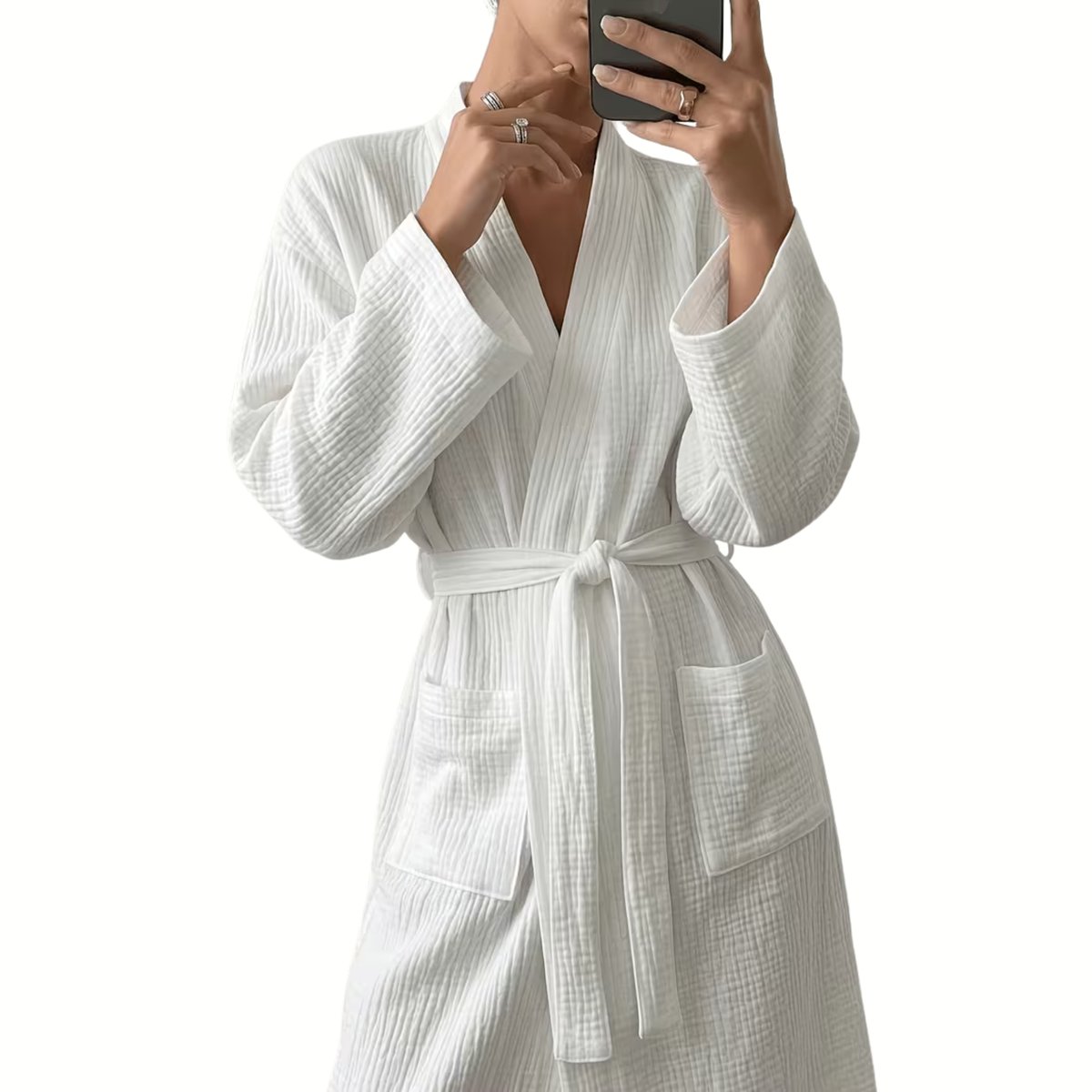 Currero Satijnen Badjas Dames - Kimono - Kamerjas - Satijn - Ochtendjas - Duster - Pyjama - Melkwit Melkachtig