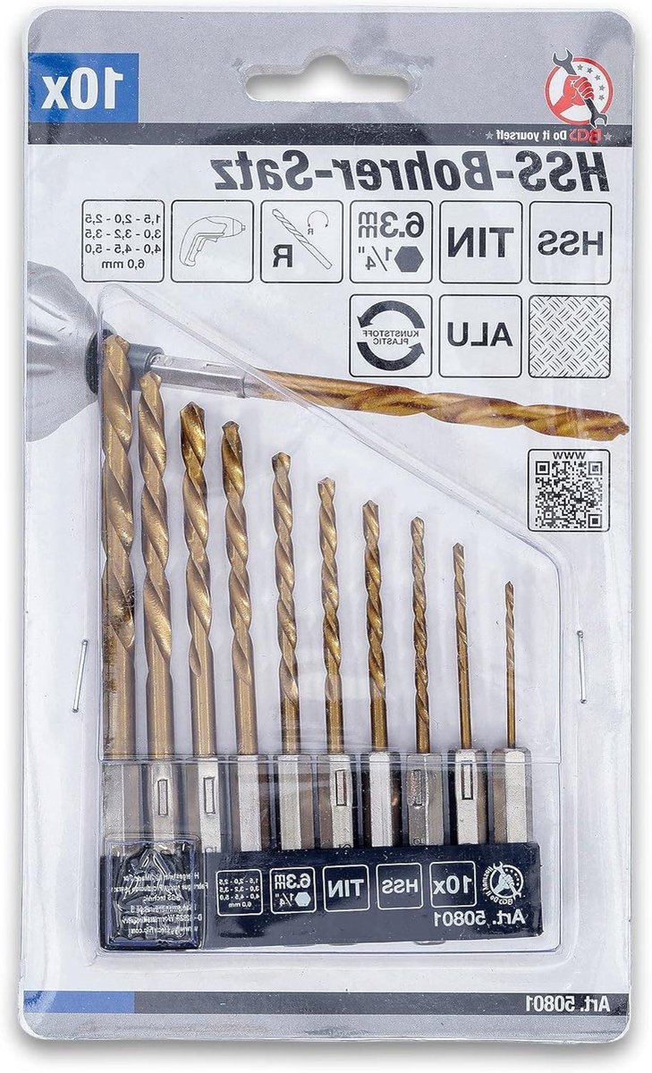 10-Delige HSS Boortjes Set Titanium Gecoat | Ø 1,5 - 6 mm