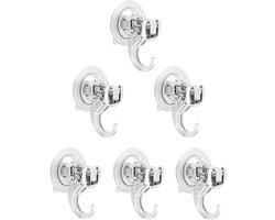 Quntis 6-pack zuignaphaken zonder boren, zuignappen met haak zuignap badkamer 3kg draagvermogen, zuignap douche towel hanger voor vensterglas badkamer keuken kamer raam glas, transparant