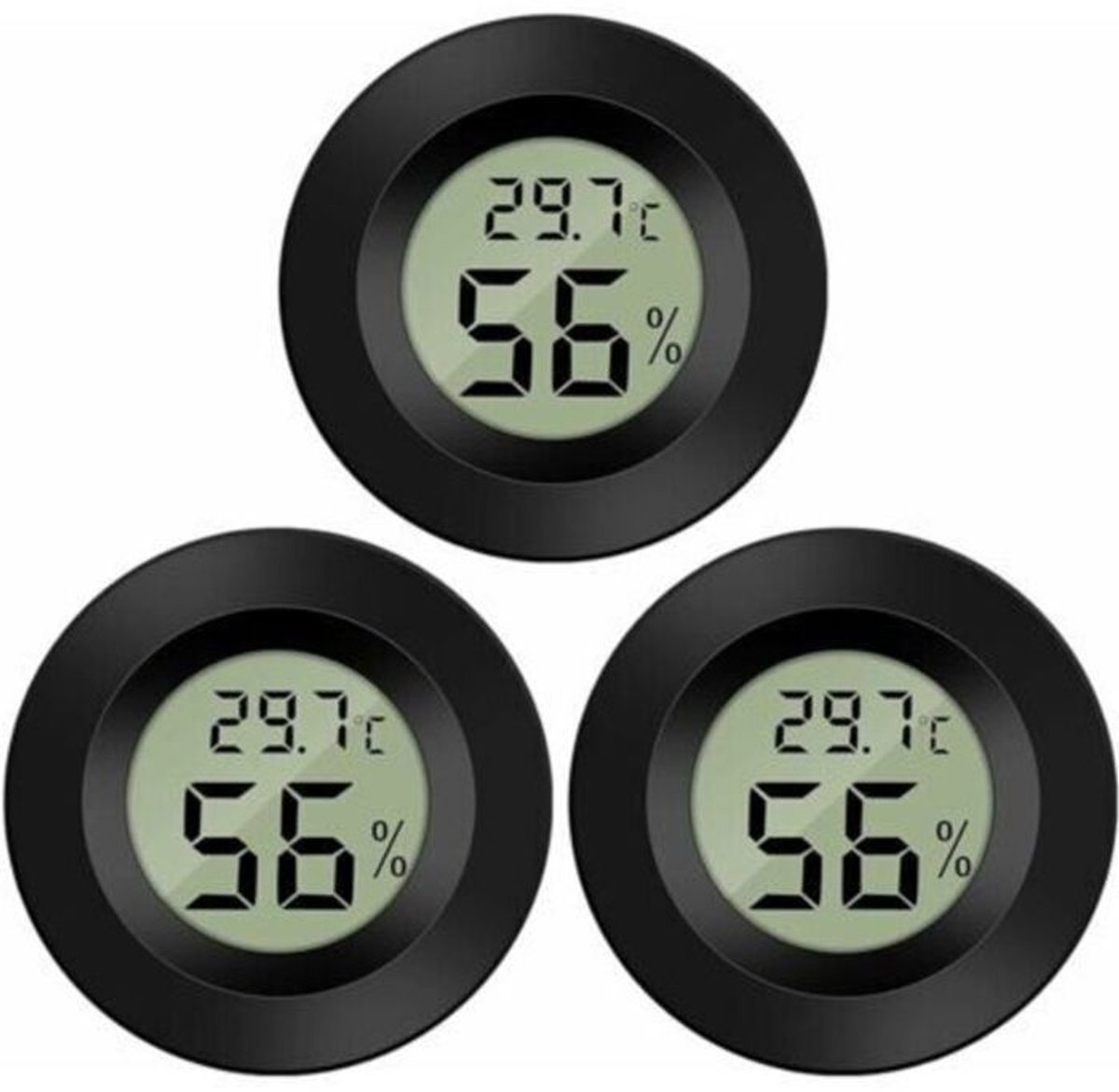 3-delige digitale LCD-thermometer/hygrometer/manometer, geschikt voor luchtbevochtigers, o
