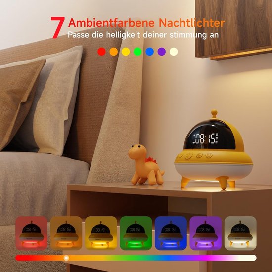 Wekker met Licht - Stille Reiswekker - Rustig Ontwaken - Radarsensor Nachtlampje - 11 x 11 cm - Wit — afbeelding 3