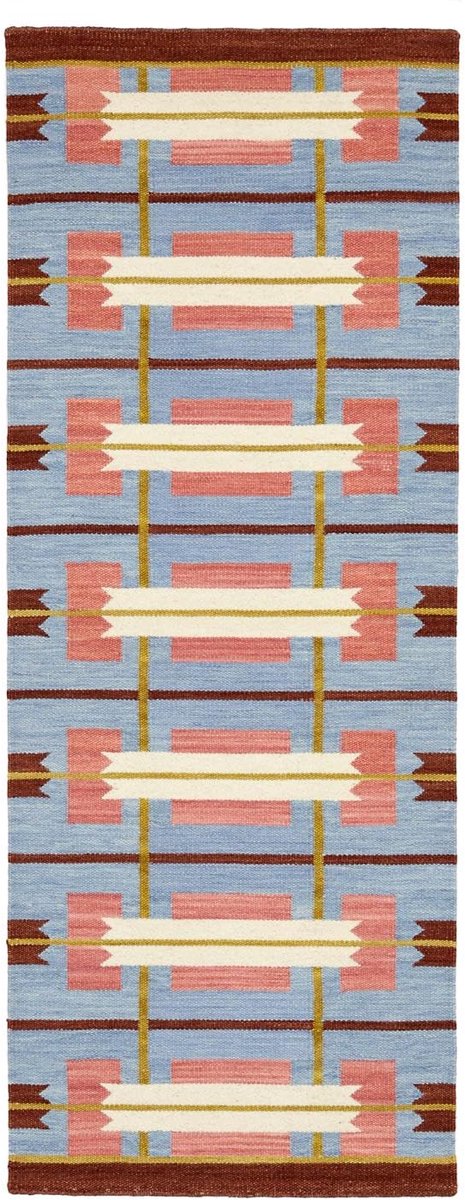 Vloerkleed, Moderne, 80 x 200 cm, Rechthoekig, Laagpolig, Woonkamer, Slaapkamer, Hal, Alleen chemisch reinigen, Care & Fair gecertificeerd, Blauw/Multi