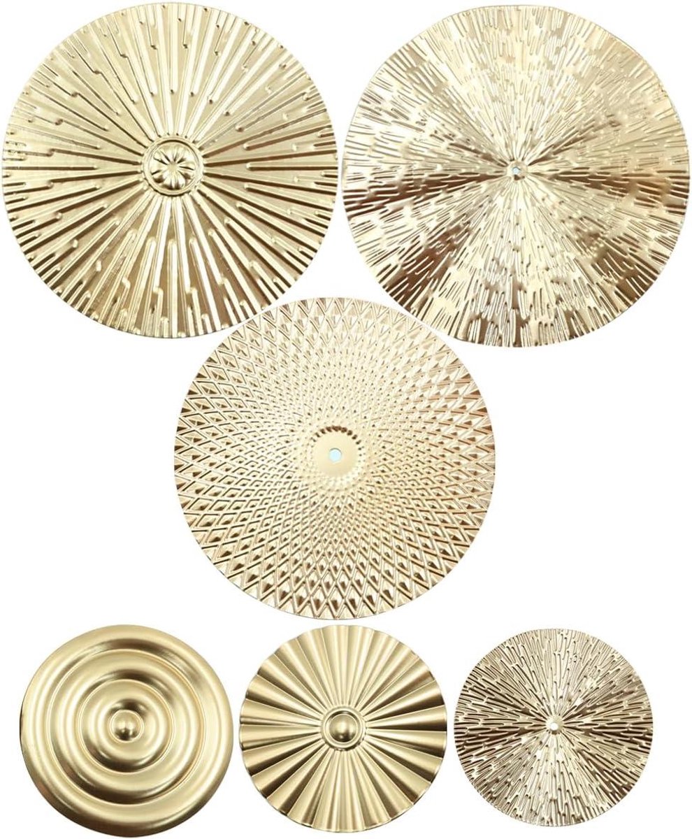 Wanddecoratie Set - Metaal Kunst - Woonkamer Verfraaien - 7 Delig - Goudkleurig - Set