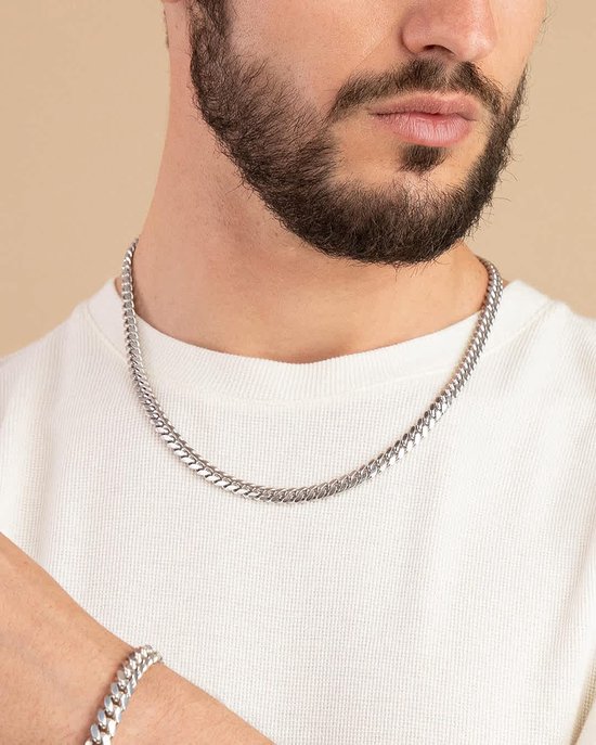 Kettingen Ketting 6MM/9MM Cubaanse Ketting Mens Zilveren Curb Chain Kettingen Stevige Rvs Cubaanse Link Ketting Ketting Lengte 45/50/55/60 CM — afbeelding 5