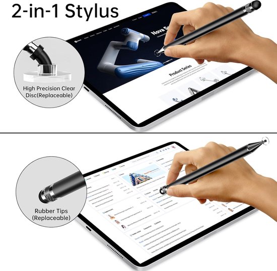2-in-1 Stylus pen universeel - 5 Stuks - Geen opladen nodig - Hoge gevoeligheid - Universeel Styluspennen - Touchscreen Pen - Styluspennen - Compatibel met Smartphone, Tablet, Laptop - Zwart+Blauw+Wit+Goud+Zilver — afbeelding 4