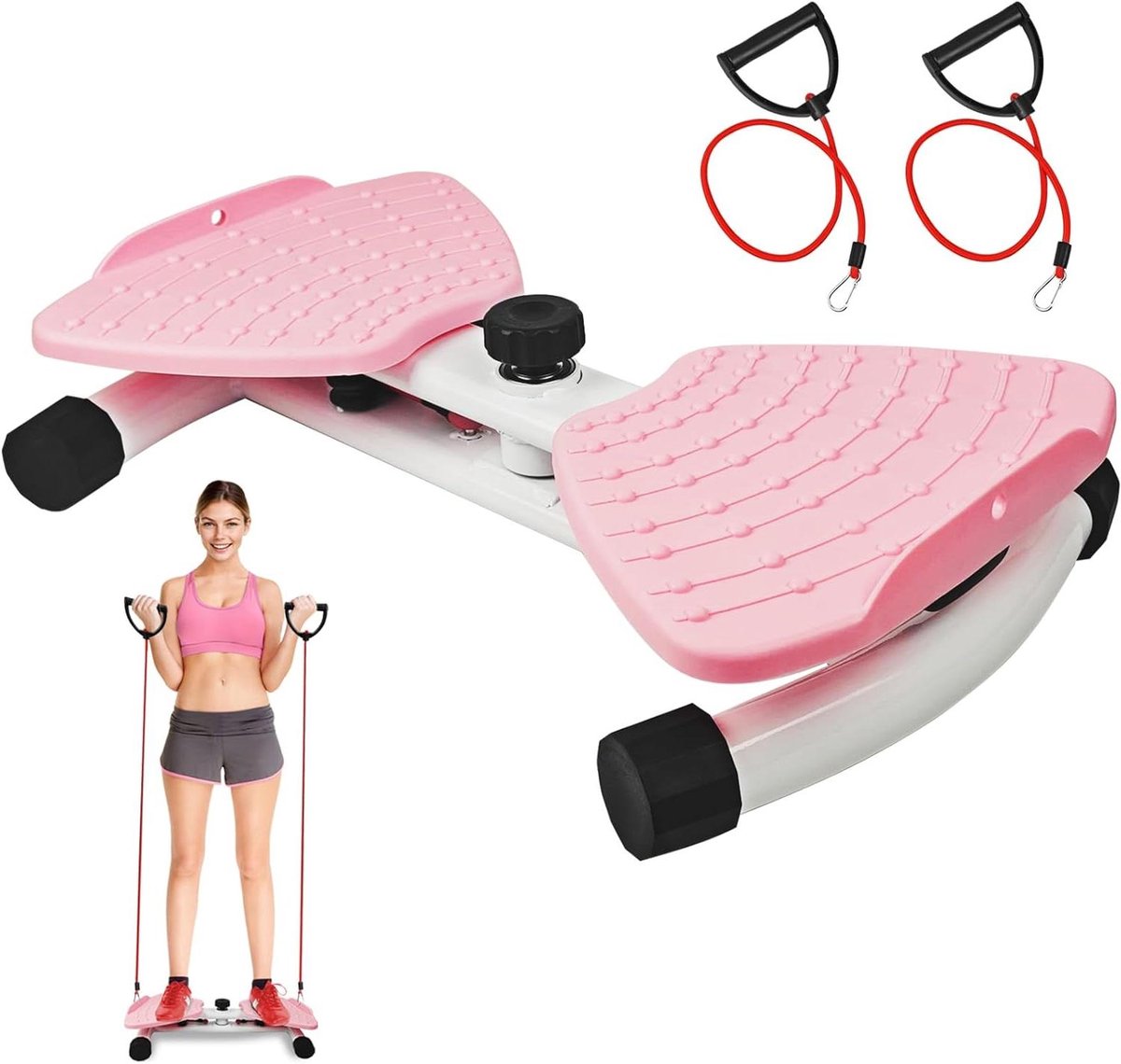 Twist Board - Taille Trainer - Buikspieren Trainen - Met Weerstandsbanden - 53 x 34 cm - Roze