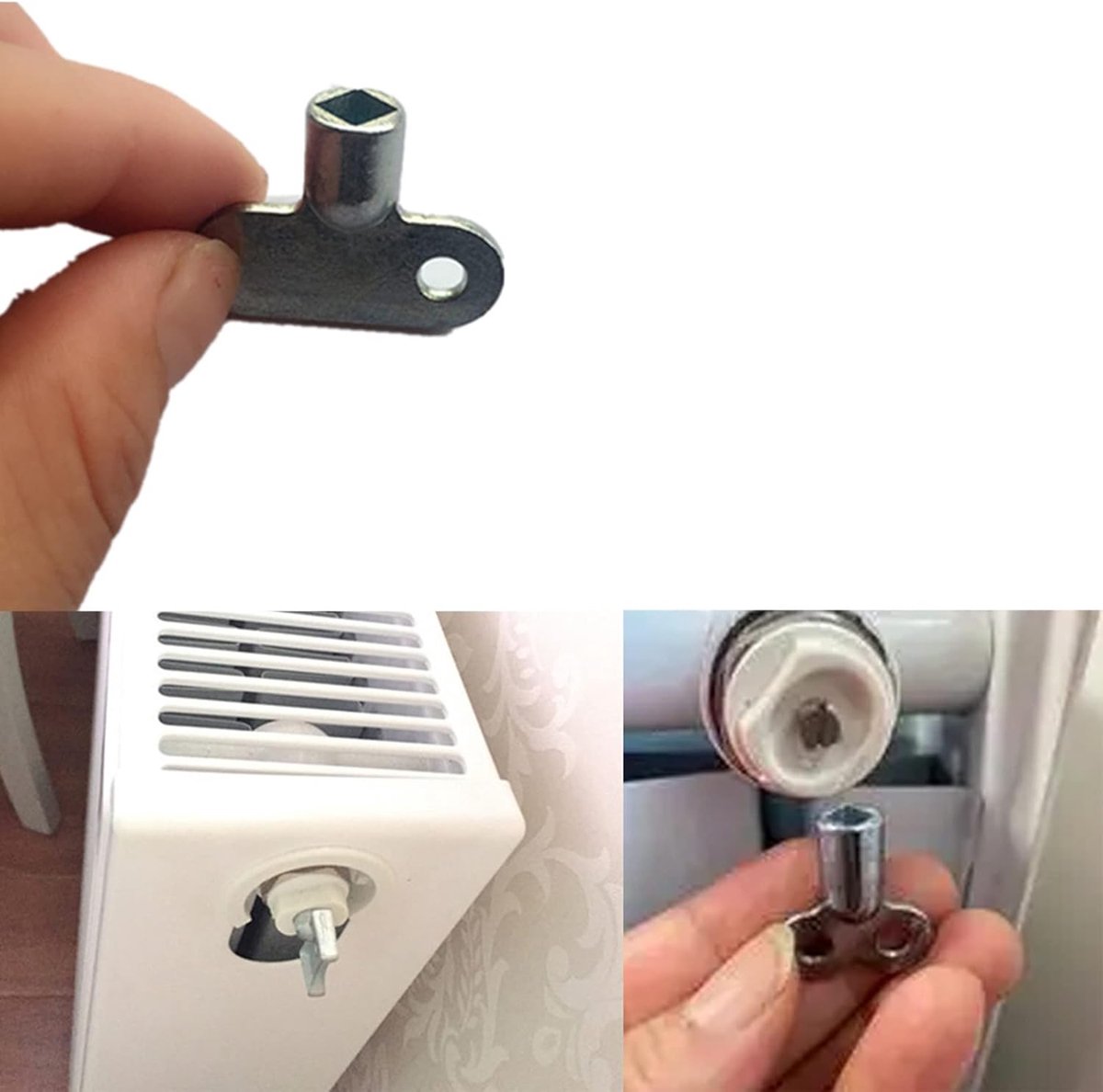 Radiator Sleutel - Ontluchtingssleutel - Verwarming Ontluchten - Zinklegering Materiaal - 5x5mm - Zilver
