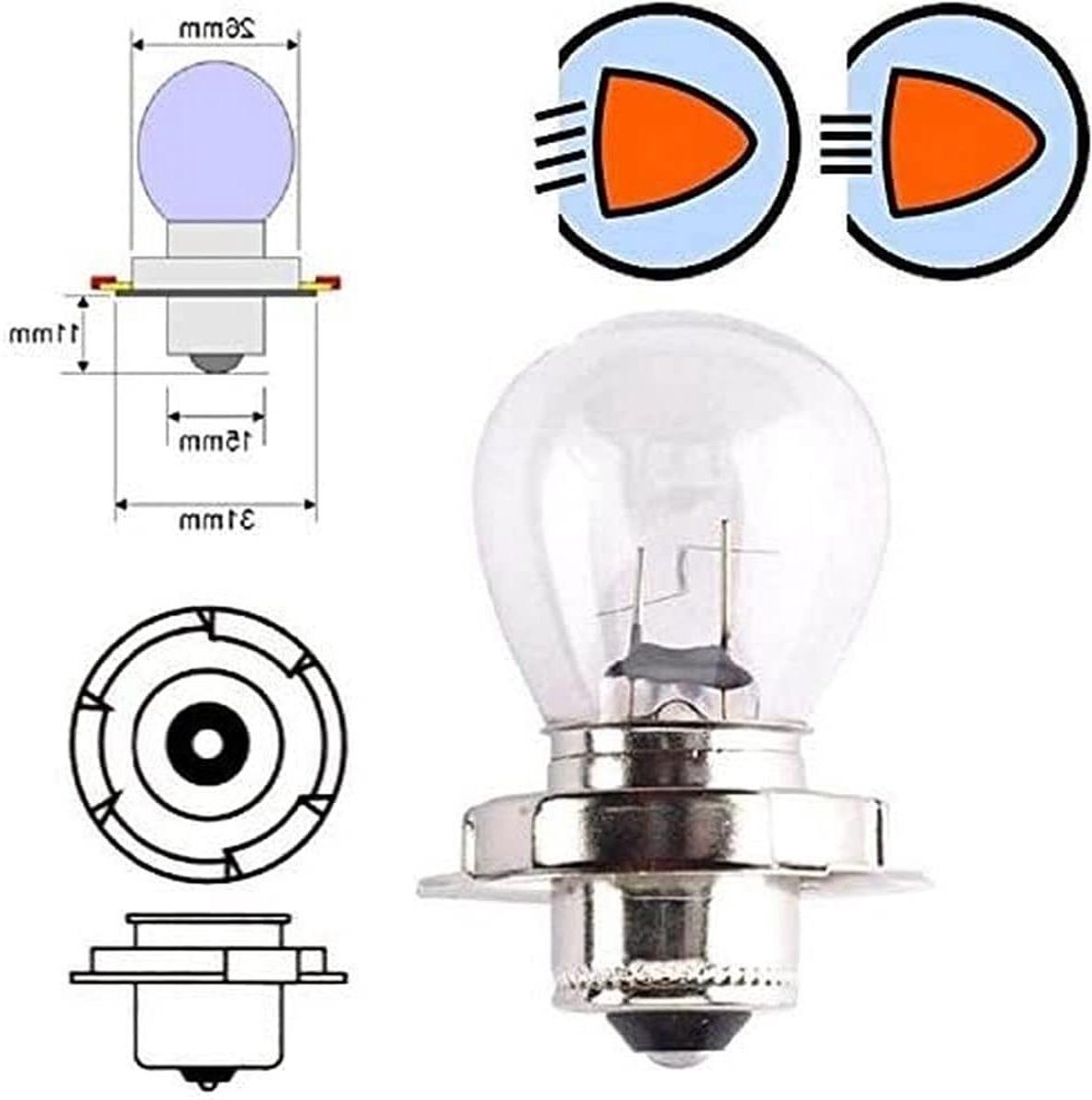 Motorfiets Gloeilamp - Scooter Lamp - Verlichting Motor - Hoog Vermogen - 12V 35W - Transparant