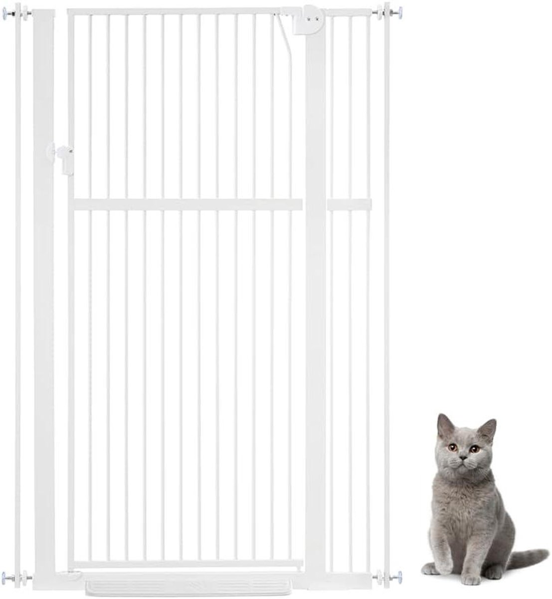 Hoge Hondenhek - Babyhek - Veiligheid Thuis - Drukbevestiging - 142cm Hoog - Wit