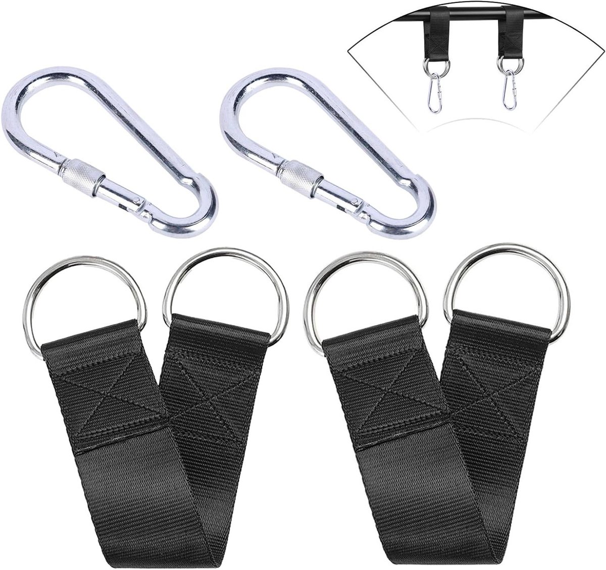 Schommel Ophanging - Hangmat Strap - Buiten Spelen - Scheurvast Nylon - 30 cm - Zwart