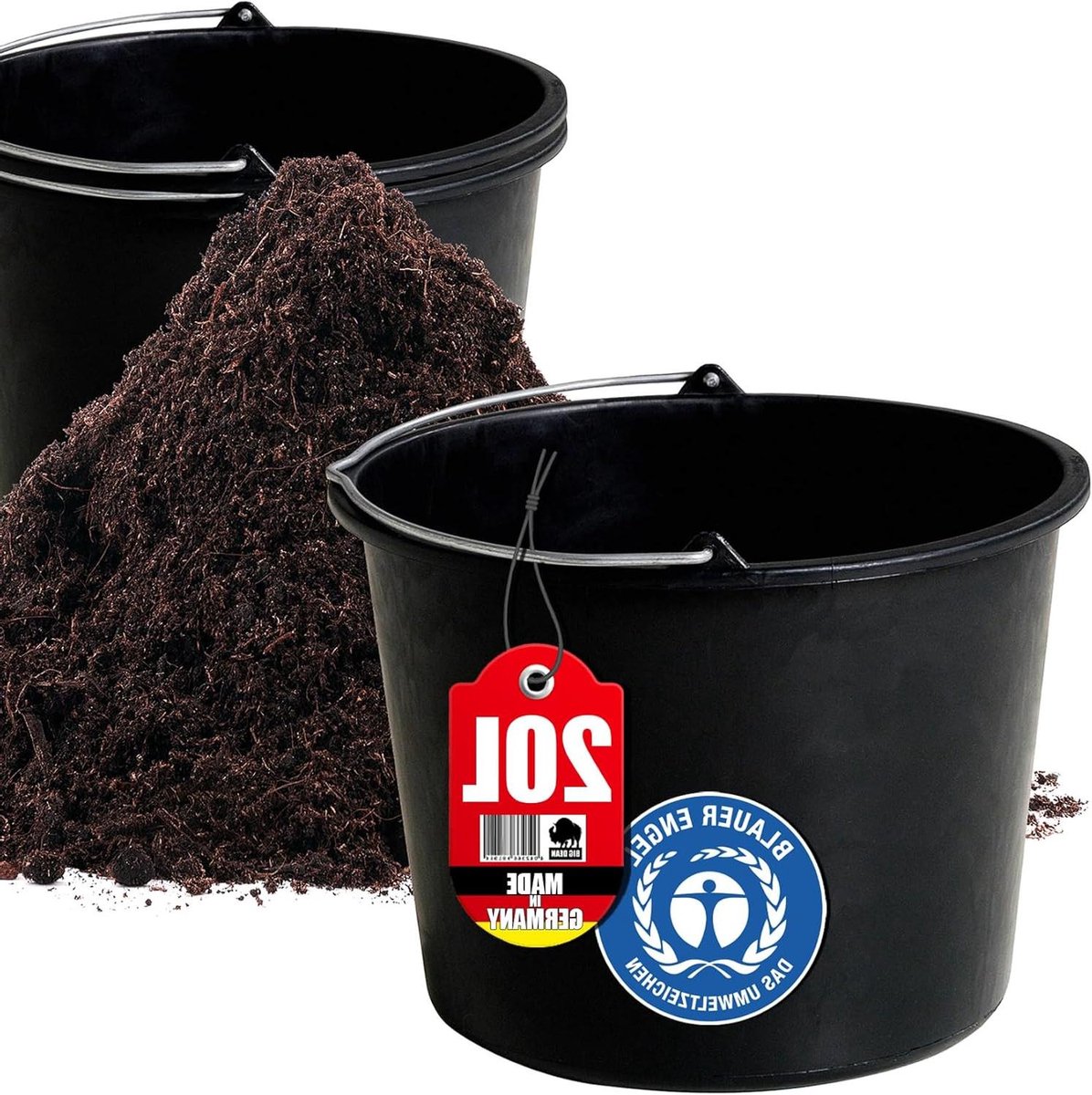 Bouwemmer Set - Mortelkuip Tuinemmer - Bouwplaats Organisatie - Met Schaalverdeling - 20 Liter - Blauw