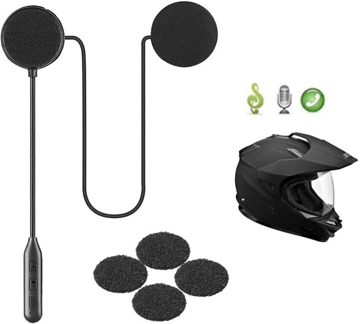 Motorhelm Headset - Motorfiets Communicatie Systeem - Veilig Onderweg - IPX7 Waterdicht - 60 Uur Speeltijd - Zwart