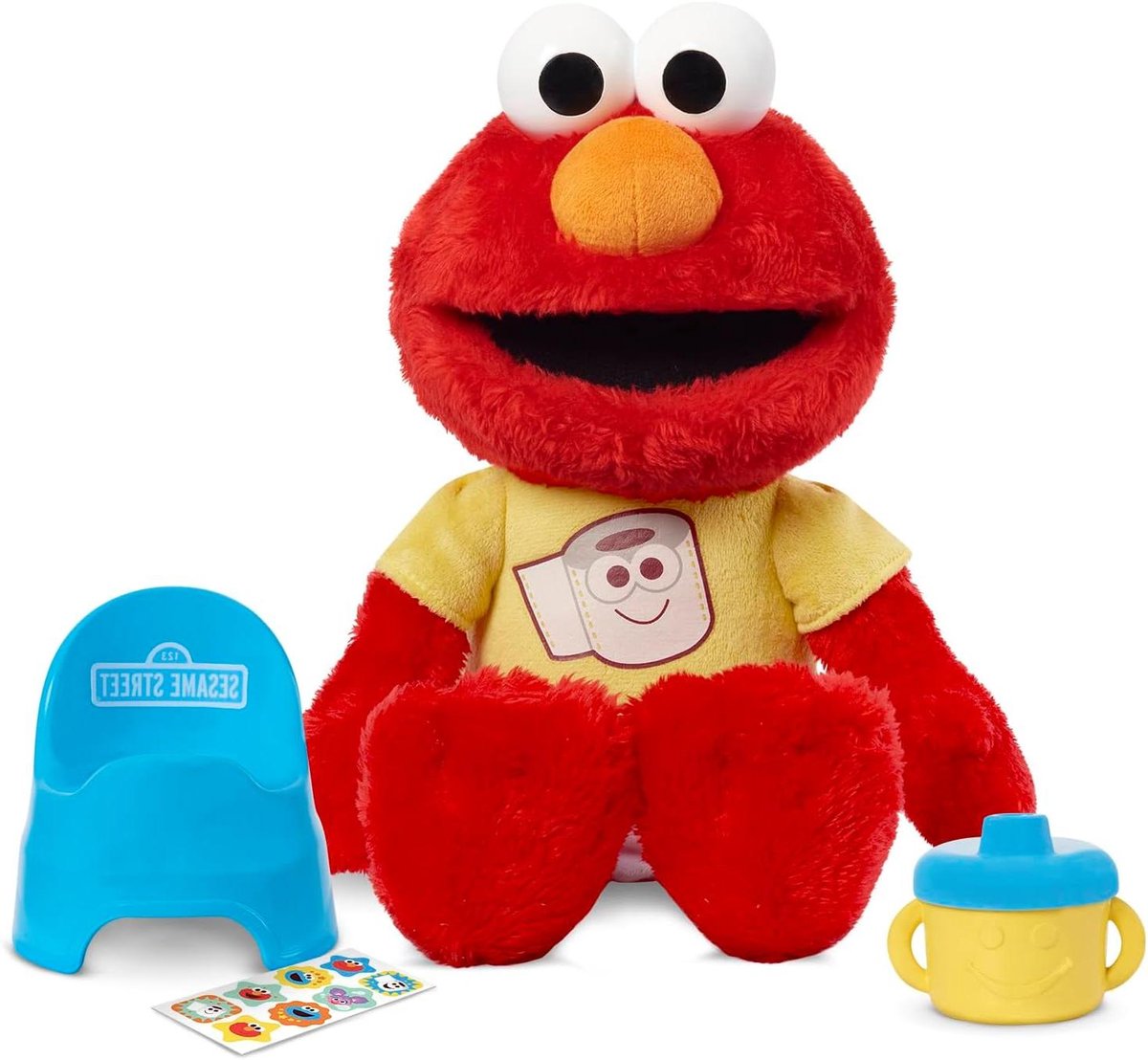 Elmo Pluche Dier - Knuffel Elmo Leer Potje - Zindelijkheidstraining - Met Geluiden en Zinnen - 305 cm - Rood