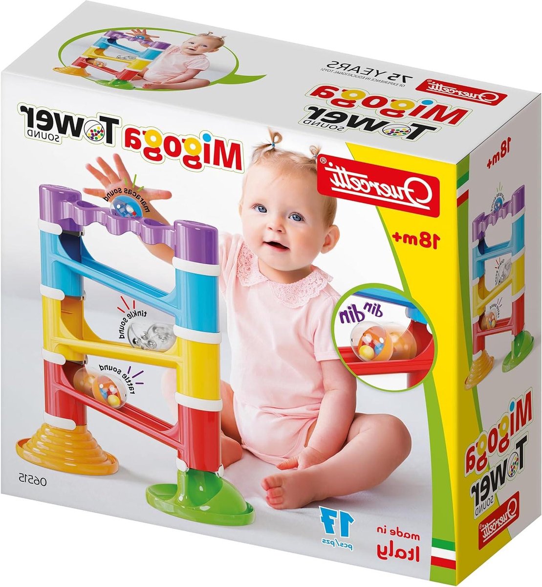 Knikkerbaan Toren - Geluidsbaan Knikker - Kinderspel - Geluidsgevende Knikkers - 335 x 13 x 31 cm - Multicolor