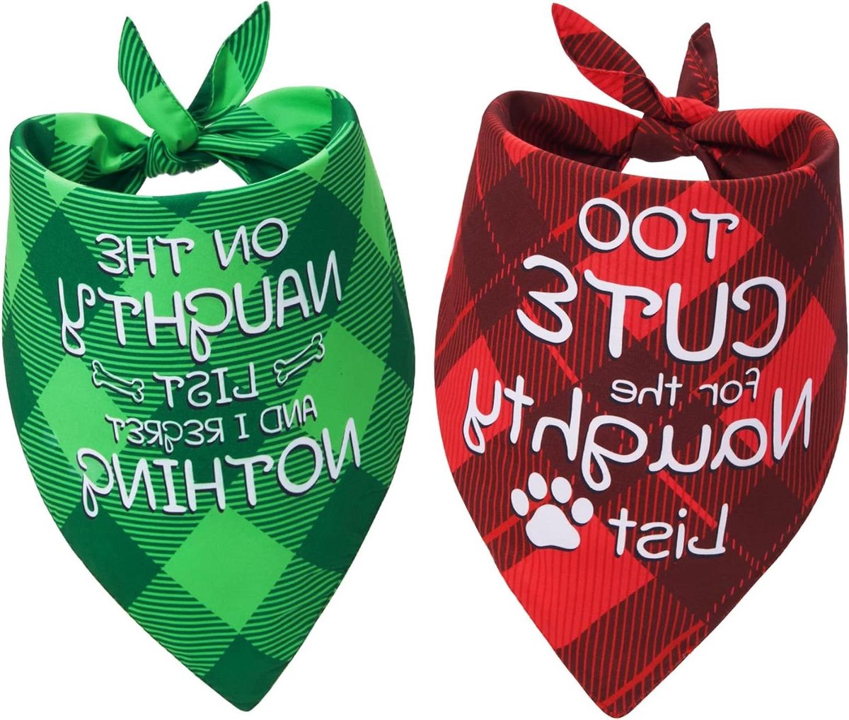 Kersthondenbandana's - Hondenkerstsjaal - Kerstdecoratie Huisdier - Grappig Ontwerp - 46 x 46 x 65 cm - Rood en Groen