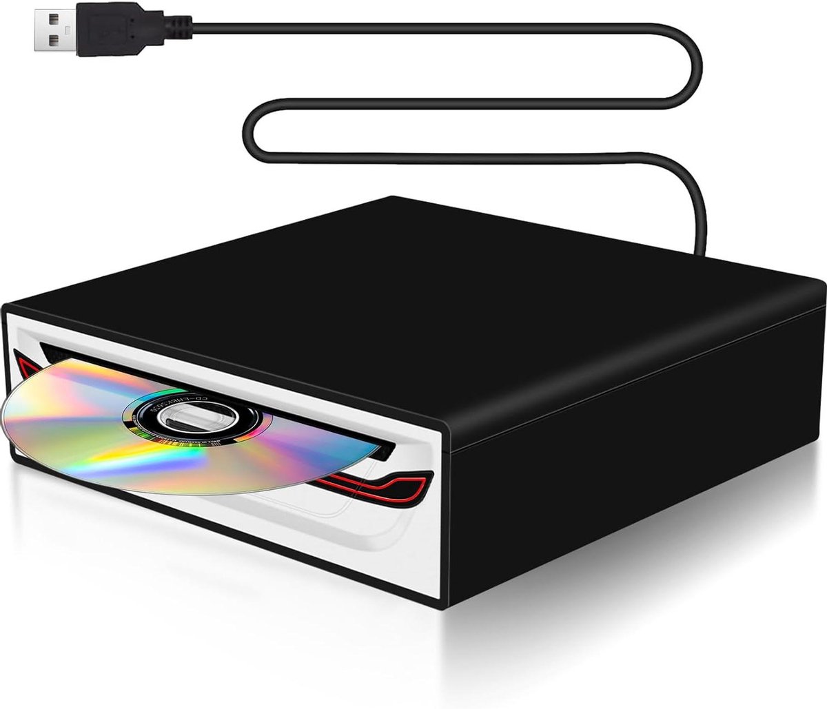 Externe CD/DVD Speler - Draagbare Drive - Muziek Luisteren - Anti-shock Technologie - Compact Design - Zwart