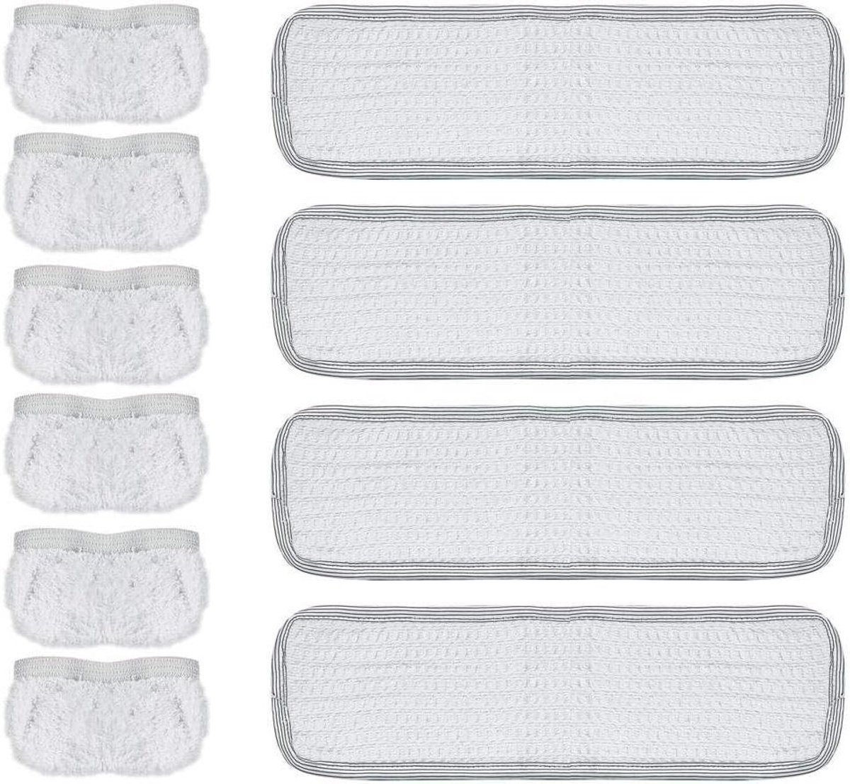 Microvezelset Stoomreiniger - Doeken en Sockettes - Grondig Reinigen - Machine Wasbaar - 4 Doeken 6 Sockettes - Grijs