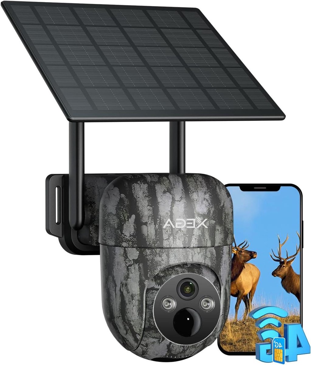 Wildcamera met Solar - Buitencamera 4G LTE - Natuurobservatie - Geen Wifi Nodig - 2K Resolutie - Camouflage