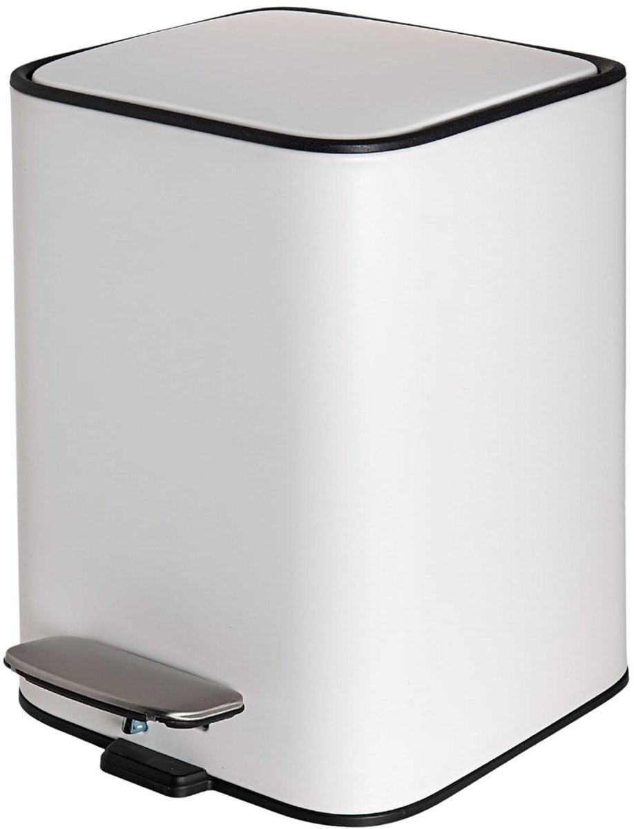 Prullenbak Badkamer Pedaal - Afvalbak Toilet - Hygiënisch Afval Beheren - Soft-Close Deksel - 3 Liter - Wit
