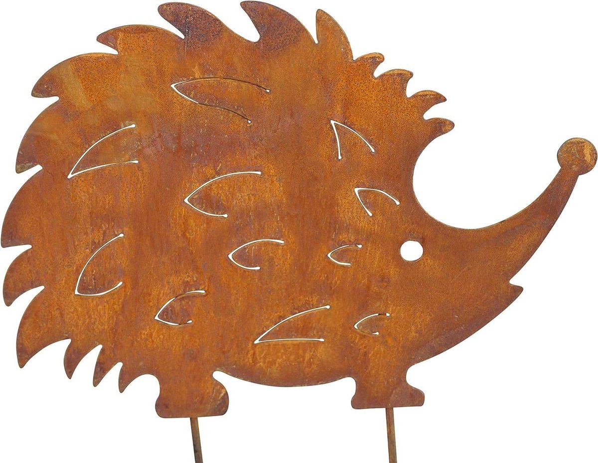 Tuinsteker Egel Set - Metalen Tuindecoratie Patina - Tuin Decoreren - Handgemaakt Uniek Oppervlak - 28 x 20 cm