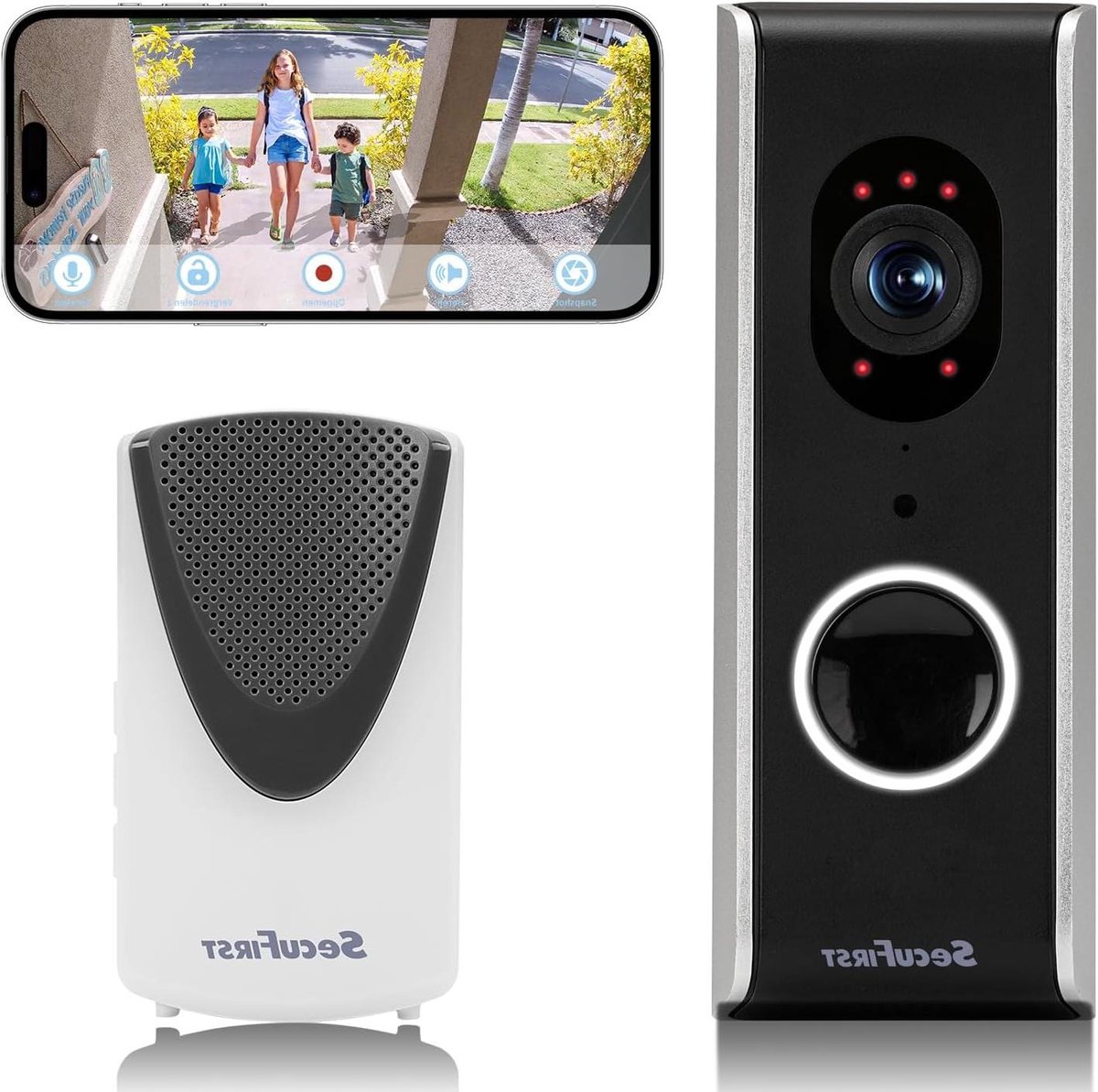 Slimme Video Deurbel - Videobelcamera Deurcamera - Voordeur Beveiligen - Inclusief 64GB Kaart - 5 x 24 x 133 cm