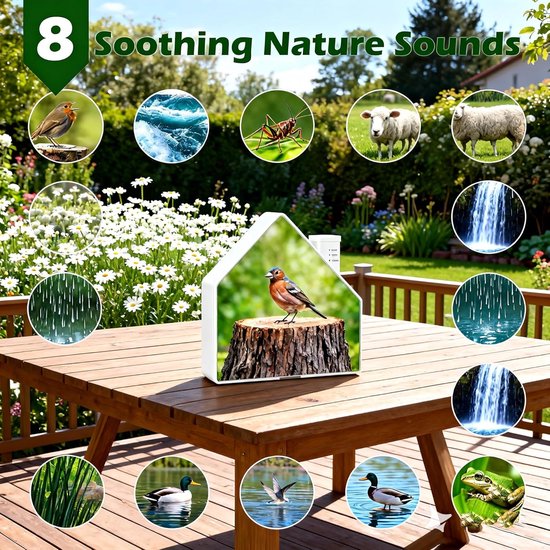 Natuur Geluidsbox - Soundmachine Slaap - Ontspanning Bevorderen - 8 Natuurgeluiden - 13 x 3 x 15 cm - Wit — afbeelding 4