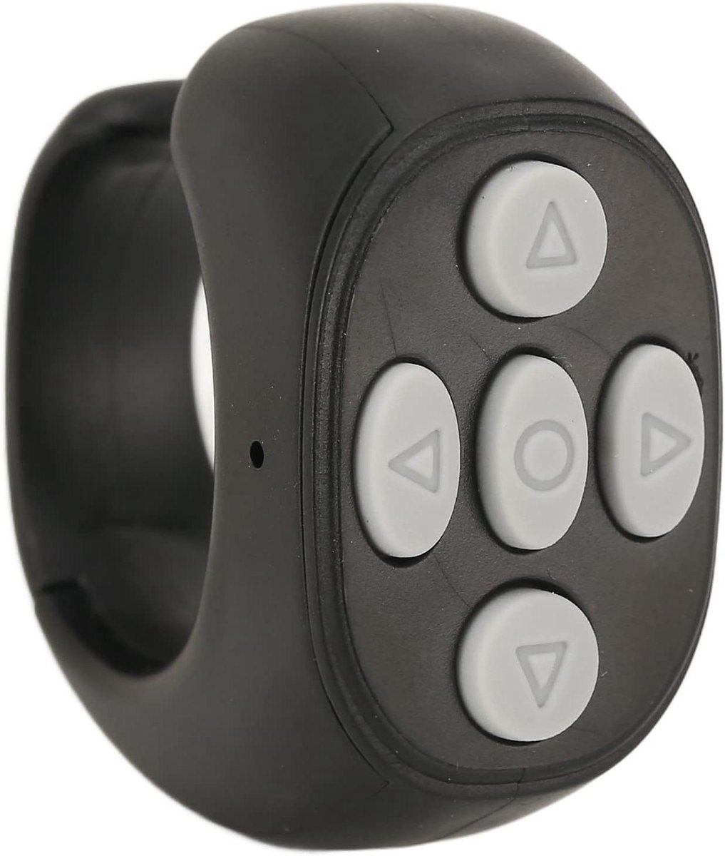 Bluetooth Pagina Turner - Afstandsbediening Ring - Telefoon Bediening - Vrijhand Functies - 32x31x18mm - Zwart