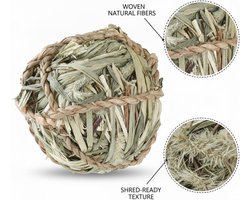OLOEY Geweven rotan speelbal voor vogels - Natuurlijk gras kooispeelgoed voor kleine papegaaien- valkparkieten en dwergpapegaaien - Interactieve bol van 7 cm (1 stuk)