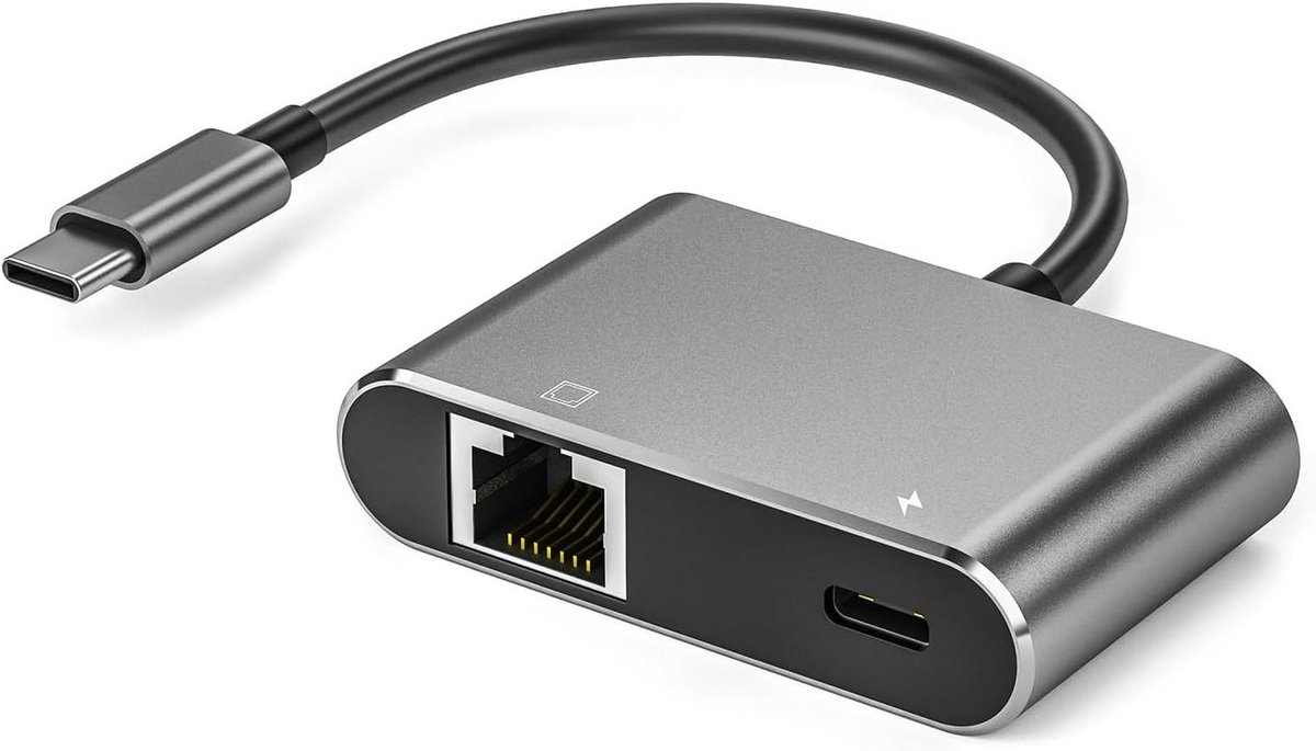 USB-C naar Gigabit Ethernet Adapter met 100W PD Power Delivery voor Laptop en Tablet