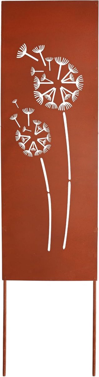 Tuinsteker Paardenbloem - Tuindecoratie Metaal - Tuin Aankleden - Roestlook Design - 110 cm Hoog - Bruin
