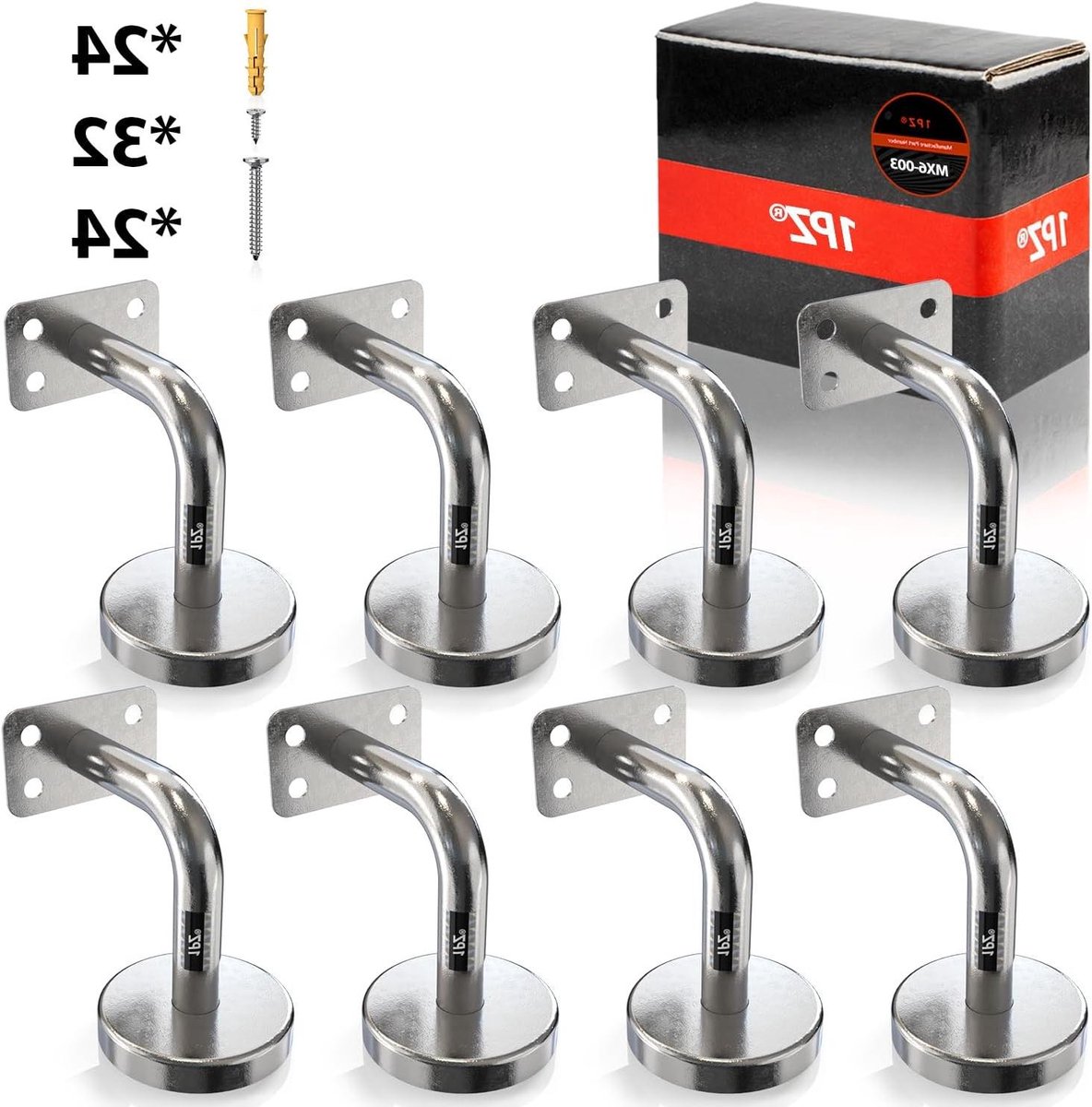 Bevestigingsbeugels Trapleuning - Steunen RVS - Veiligheid Buiten - Platte Montage - 8 Stuks - Zilver