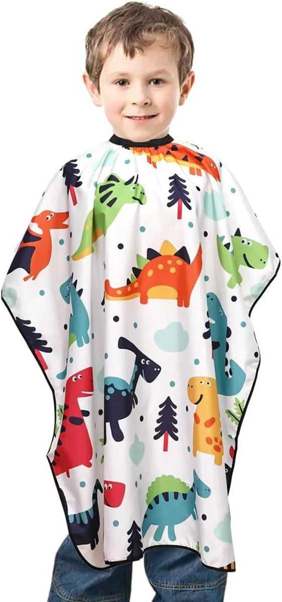 Kapperscape Kinderen - Knipmantel Kind - Haar Knippen - Waterdicht Materiaal - 78 x 68 cm - Dinosaurus Print