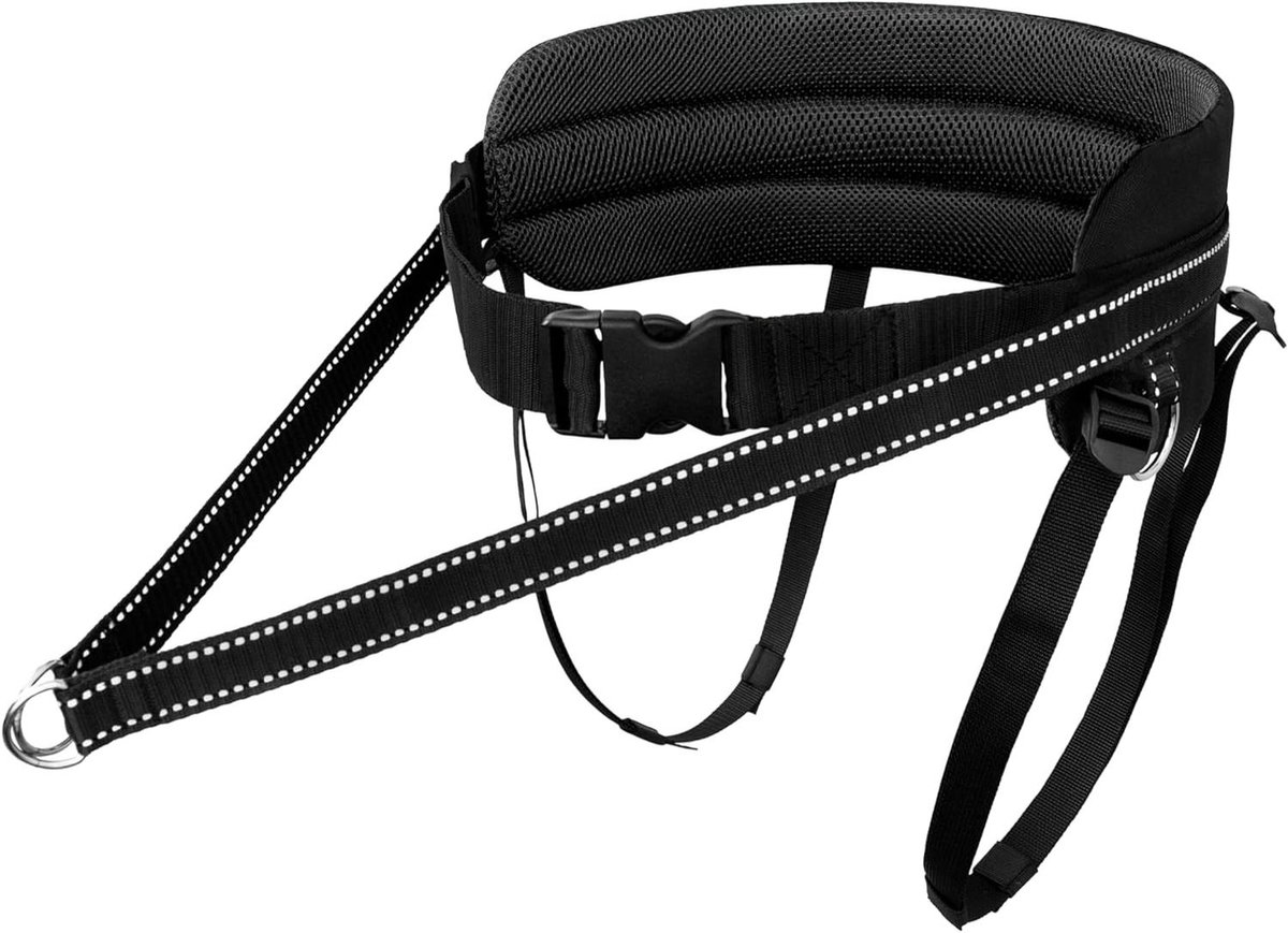 Canicross Riem - Buikriem Hond - Hondensport Vrij - Met Beenlussen - Tot 110cm - Zwart