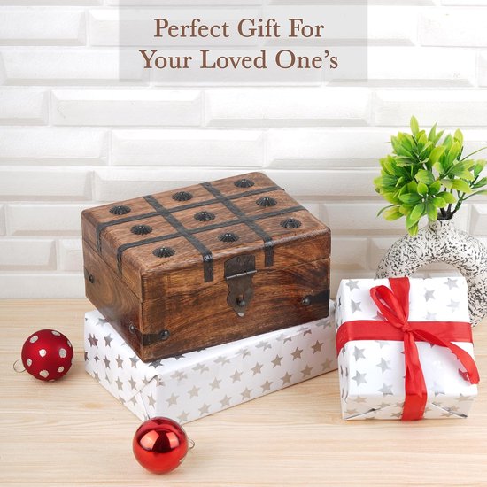 Handgemaakte Houten Schatkist - Decoratieve Sieraden- en Herinneringsdoos met Schelpenstroken, 8x6 Inch — afbeelding 4