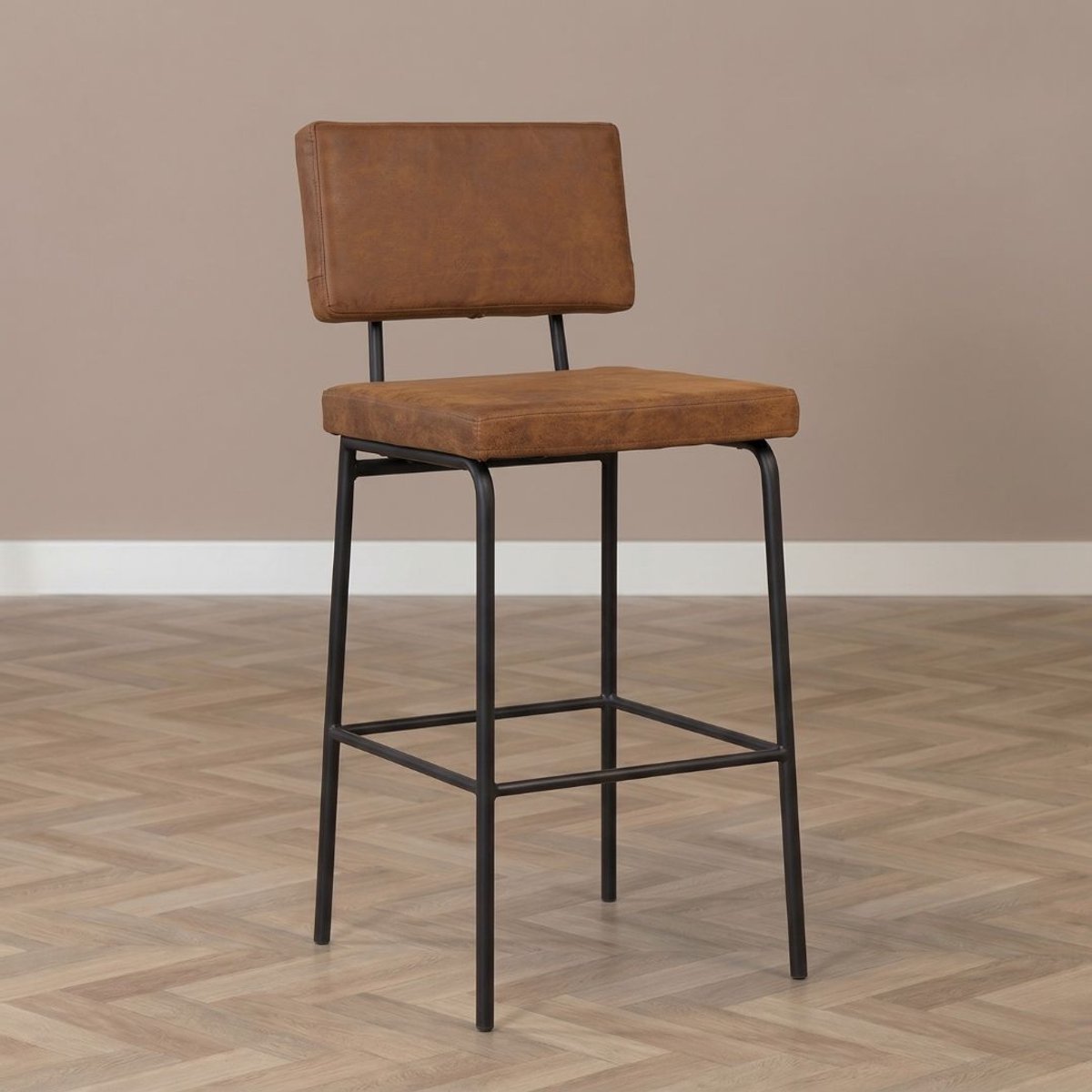 Bronx71 Industriële barkruk Espen cognac eco-leer 64-77 cm - barstoel