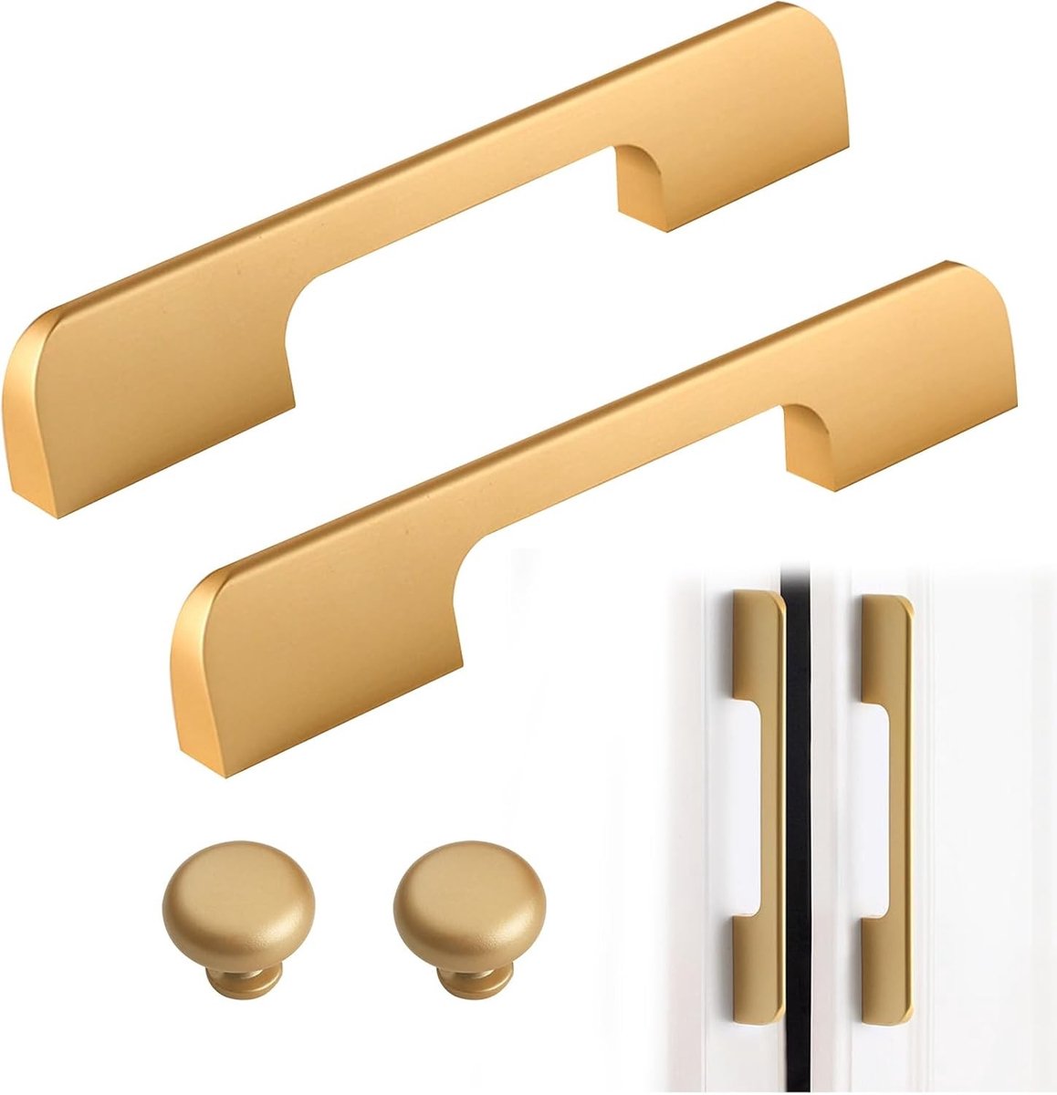 4 Stuks Keukenkast Handgrepen 145mm in Goud, Aluminium Handgrepen voor Deuren en Lades, Modern Design voor Meubels