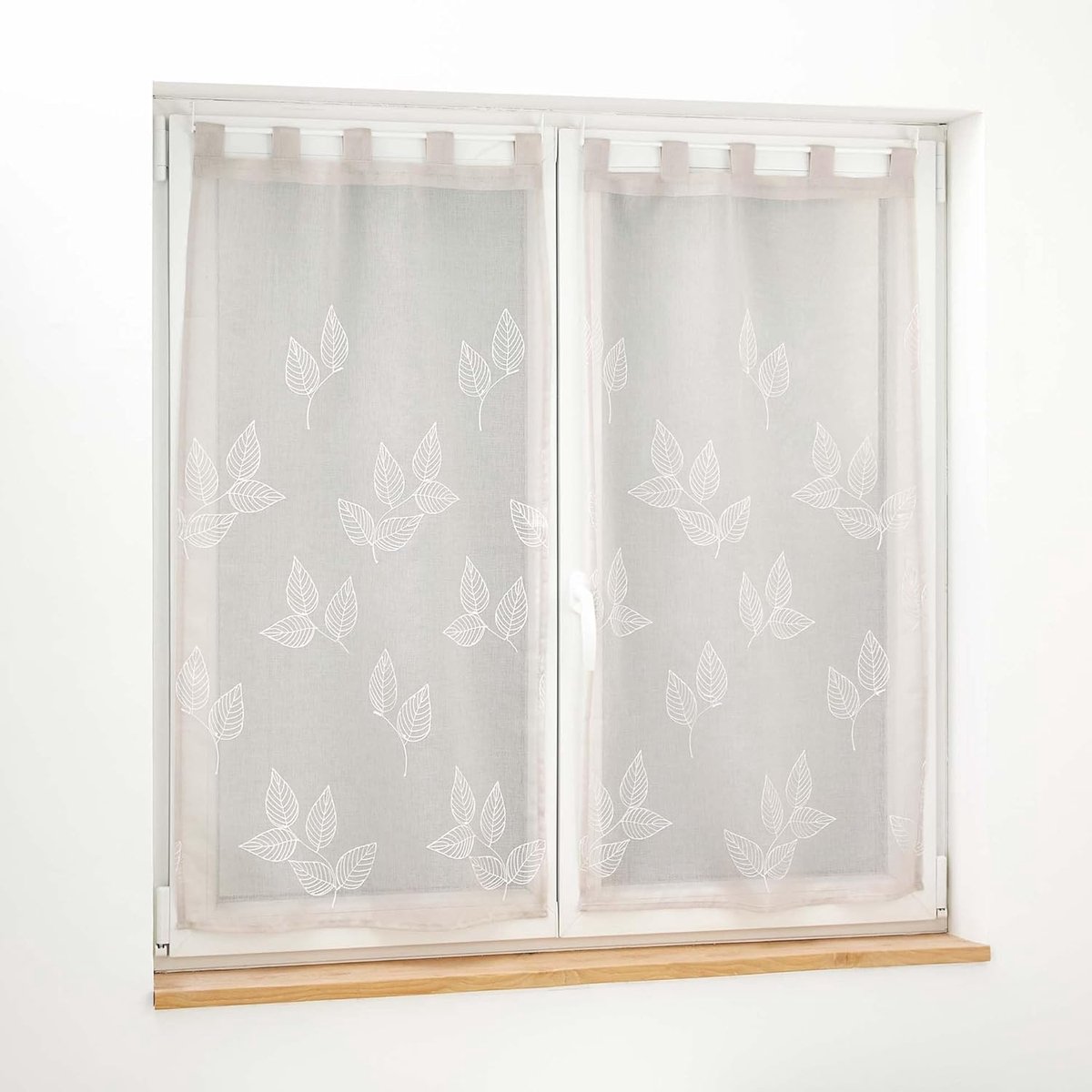 douceur d'intérieur, Paar rechts met lussen (2 x 60 x 120 cm) Berry Taupe, Geborduurd gezandstraalde sluier
